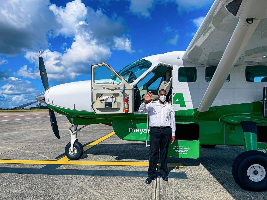 Maya Island Air plane with pilot